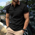 Summer Short-sleeved Polo Shirt For Men Business Colorblock Lapel Tops