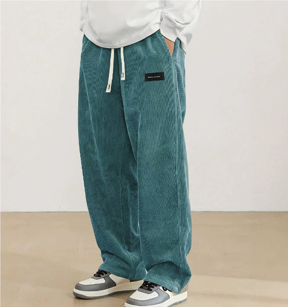 Fashionable European-style American-style Draping Straight Corduroy Trousers